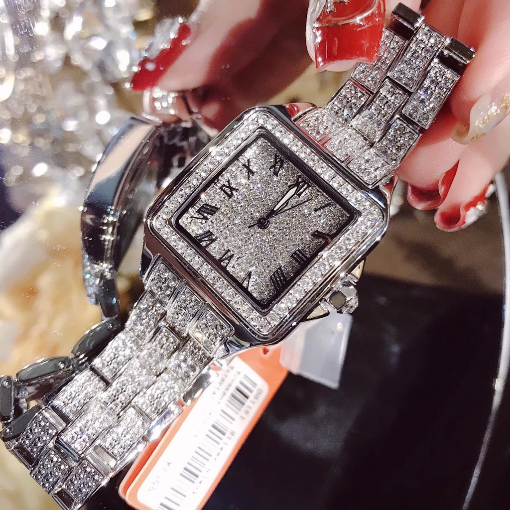 Đồng Hồ Nữ Davena Vuông Đính Đá Silver 30mm