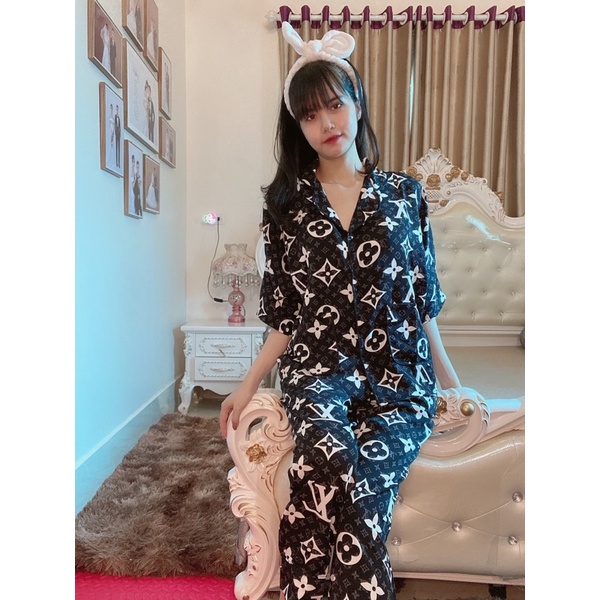 [ẢNH CHỦ SHOP] Pijama lụa cao cấp hoạ tiết quần dài tay cộc bigsize | BigBuy360 - bigbuy360.vn