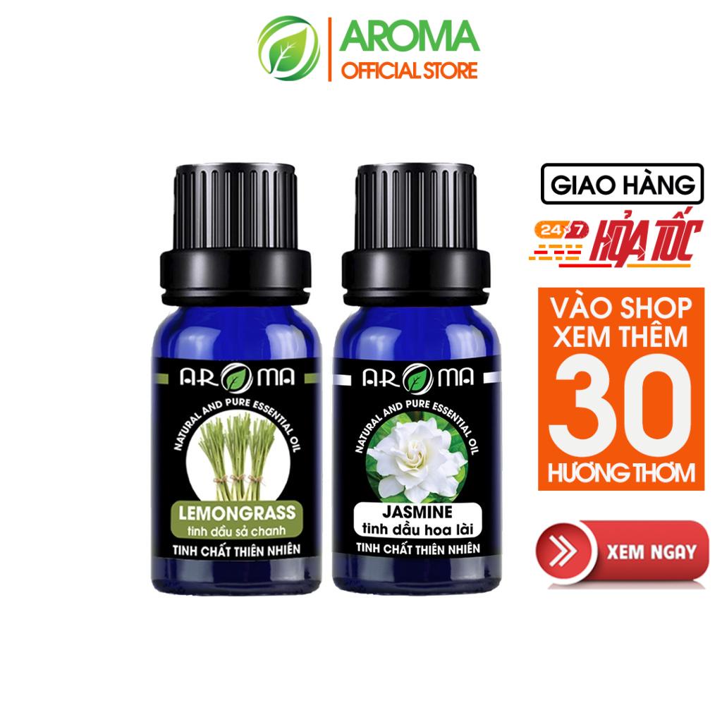 Combo 2 tinh dầu AROMA Sả chanh Lemongrass và Hoa Lài Jasmine, tinh dầu thơm phòng, thư giãn