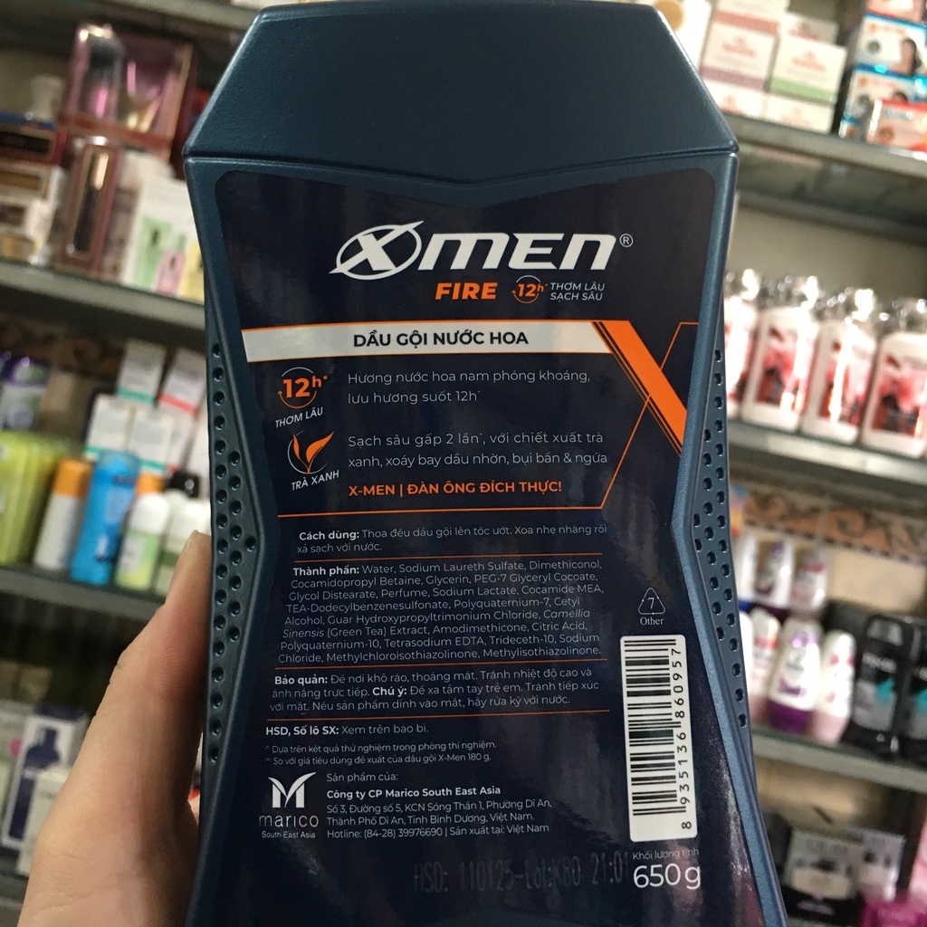 Dầu gội nước hoa X-Men Fire Active thơm mạnh mẽ 650g