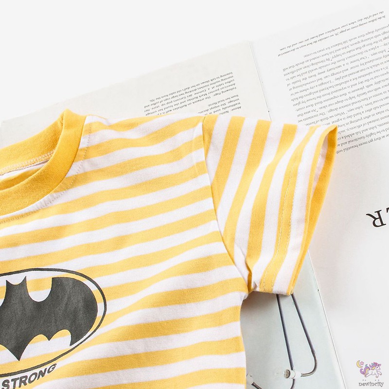 Bộ Áo Liền Quần Ngắn Tay Kẻ Sọc Hàn Quốc Cho Bé Trai Và Bé Gái