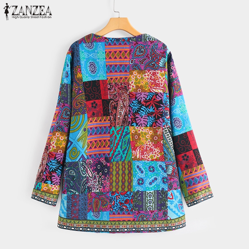 Áo khoác ZANZEA tay dài in họa tiết độc đáo thời trang mùa thu cho nữ