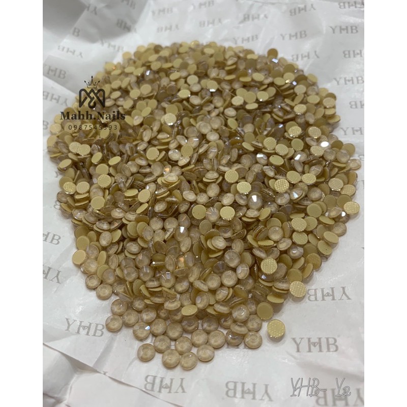 Đá YHB Cao Cấp - Màu Mắt Mèo - Ánh xà cừ Mã Y - Chân keo lưới (Khay mix size)