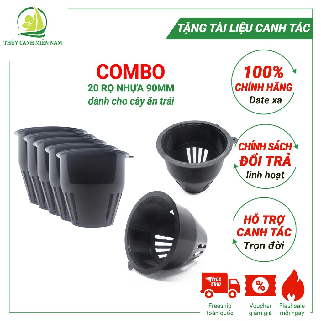 Bộ 20 Rọ nhựa thủy canh trồng rau củ quả 90x80x50mm