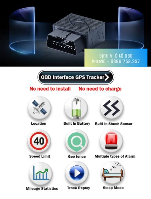 Định vị Ô tô, OBD gps tracker (không mất phí thuê bao)