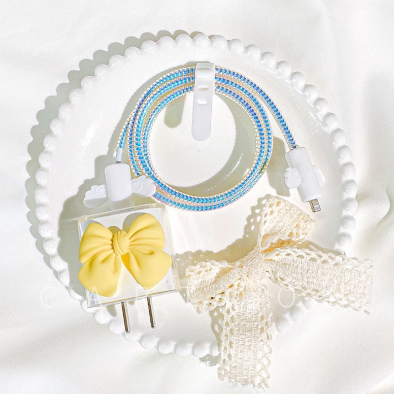 Suitable for IPhone20W/18W/5W Charging Head Protective Cover Bow Transparent Sleeve