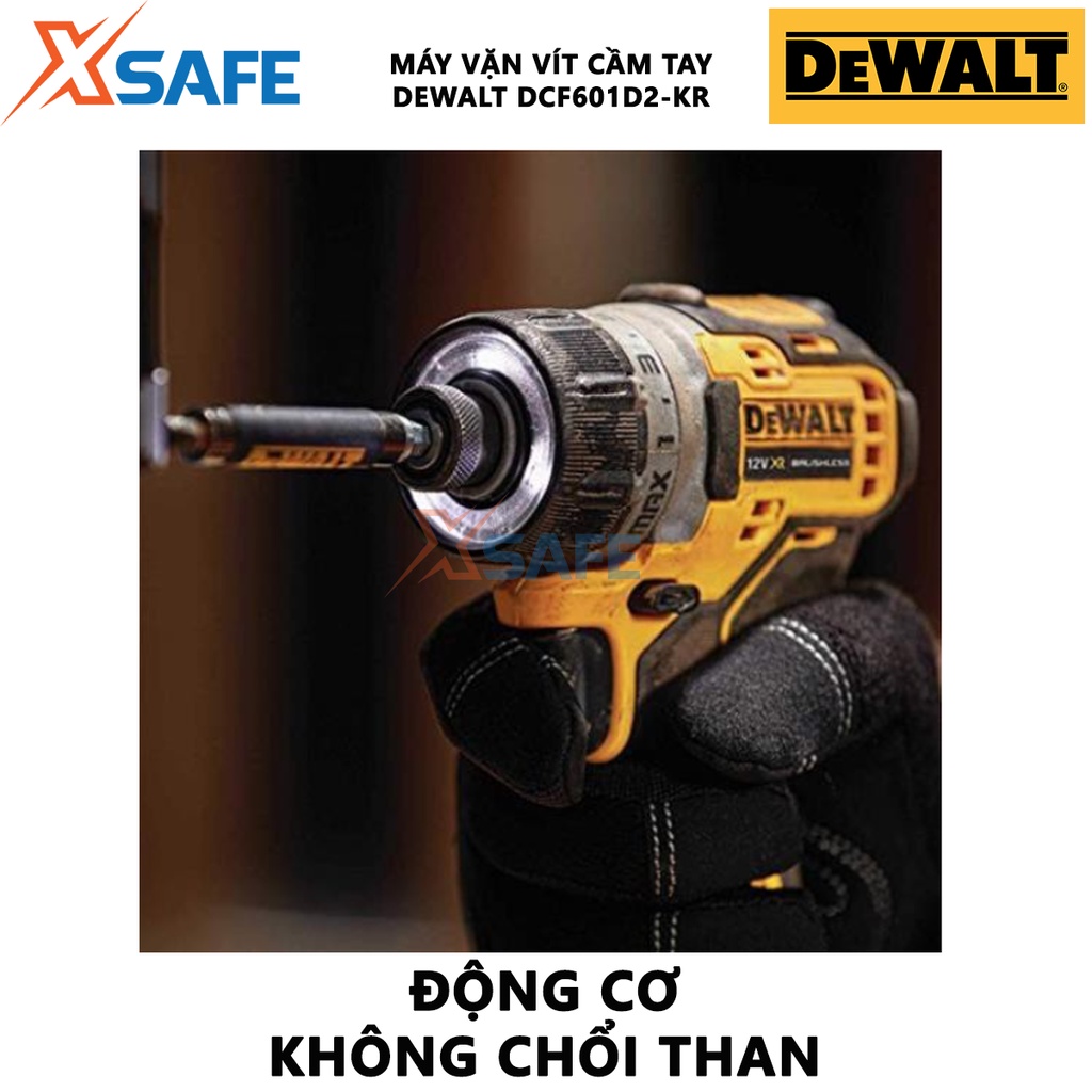 Máy vặn vít cầm tay DEWALT DCF601D2-KR Máy khoan dùng pin hiệu thế pin 12V, động cơ không chổi than, bền bỉ