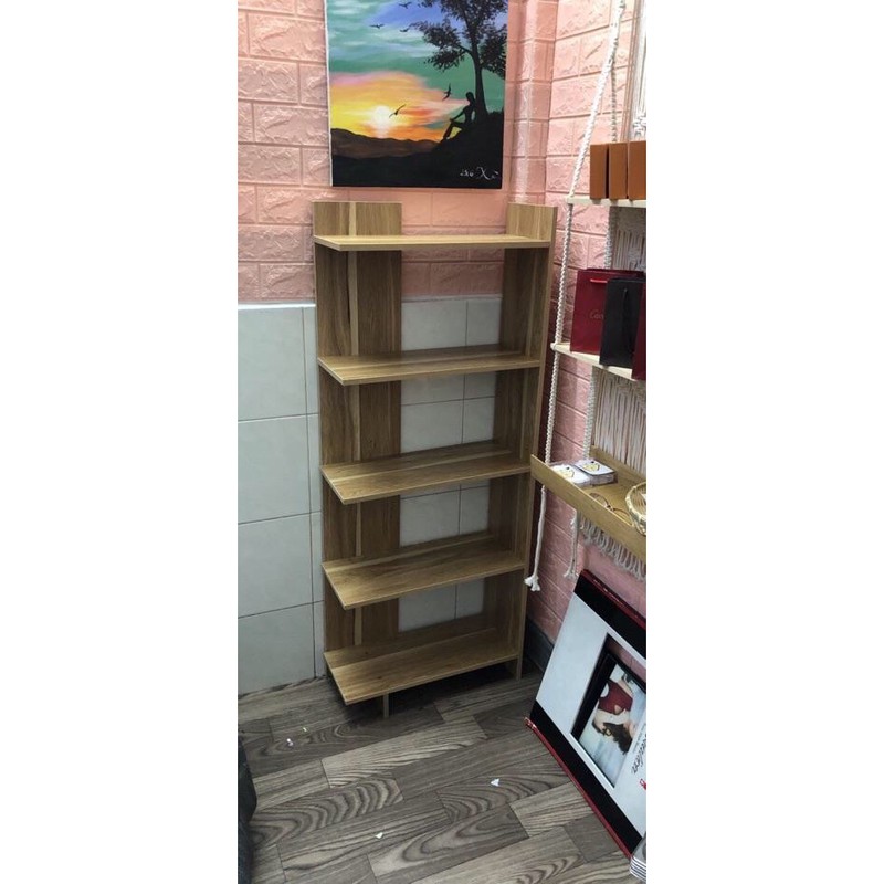 Kệ gỗ sách 5 tầng màu trắng -pha(có giao hoả tốc )