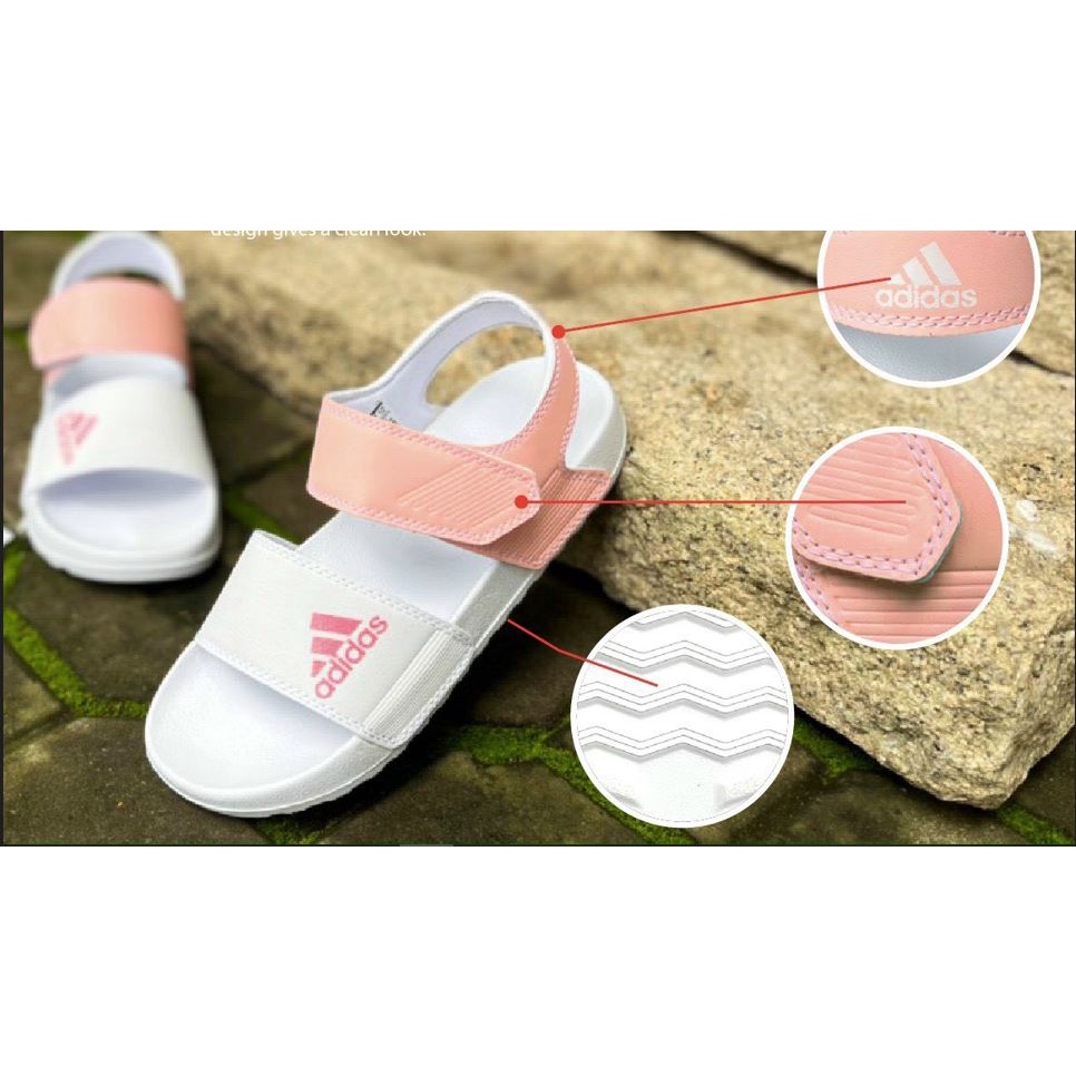 Giày Sandal -FREESHIP- Dép Sandal nam nữ , Quai hậu bền đẹp đế bằng siêu nhẹ, DAS hồng trắng