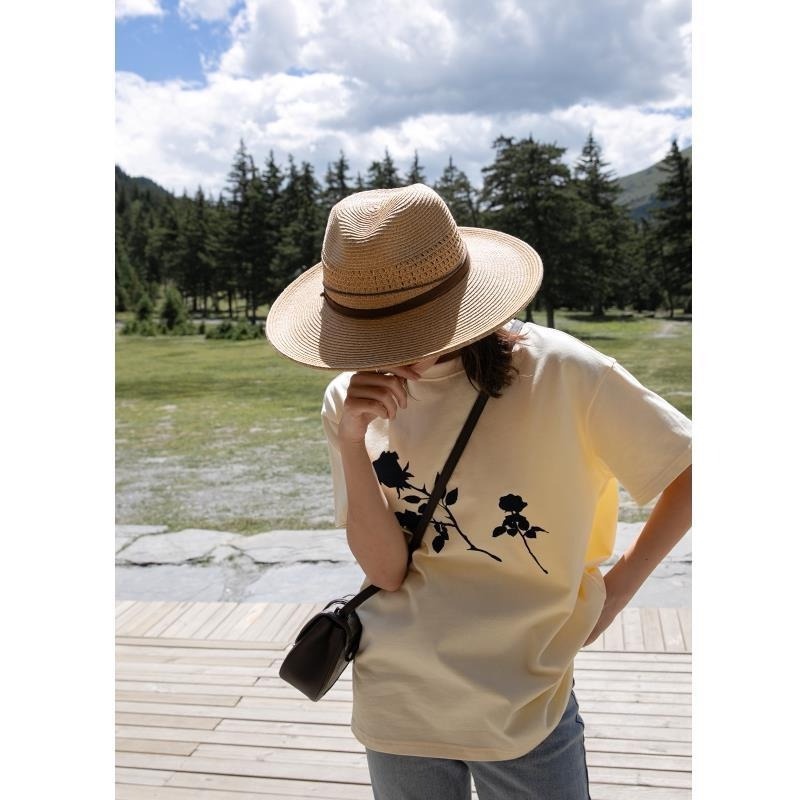 Áo Thun Ngắn Tay Cổ Tròn Dáng Rộng In Họa Tiết Hoa Hồng Thời Trang Mùa Hè Cho Nữ