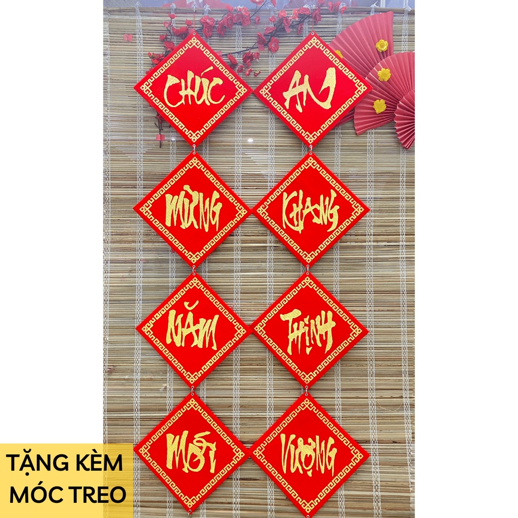 Đôi Câu Đôi Nhung Đỏ Vuông Trang Trí Tết- Khánh Treo Cửa Trang trí Tết 85cm 120cm 200cm