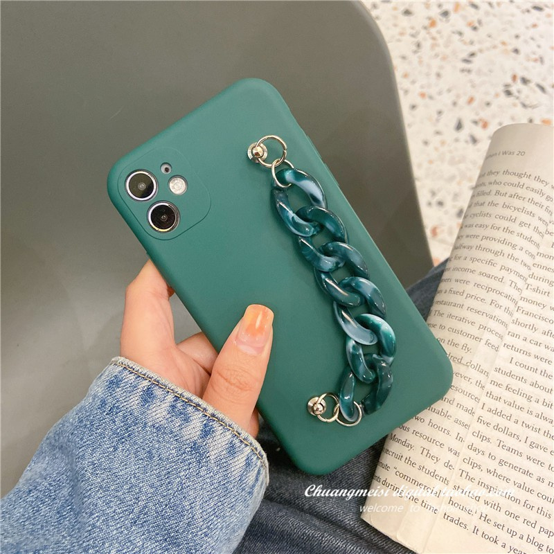 Samsung S8PLUS S9 S9PLUS S10 S10PLUS S7edge S21Ultra S21+ A12 A42 4G A6 A8 2018 A6Plus A6+ Ink green marble Bracelet mobile phone case Japanese and Korean style creative Bracelet mobile phone protective cover Fashion mobile phone fall proof soft shell