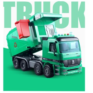 Mô hình ô tô xe rác đồ chơi trẻ em cỡ lớn - Xe ô tô màu xanh có đèn và âm thanh