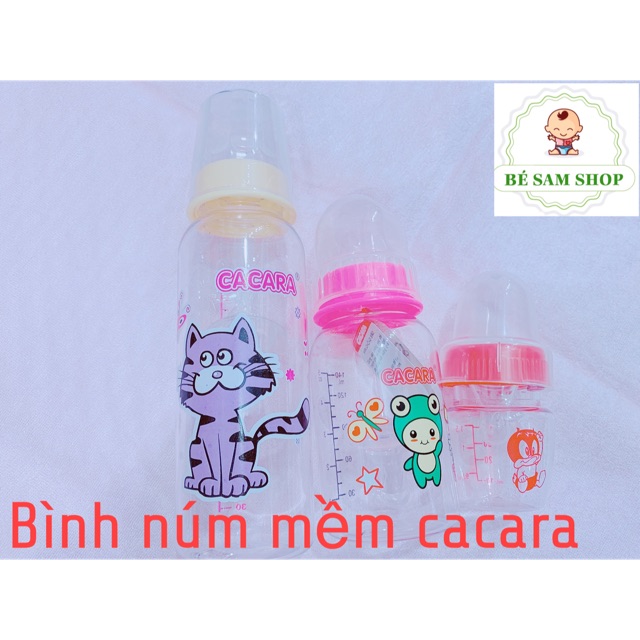 Bình Sữa Cacara Núm Mềm Cho Bé đủ size(Có Van Chống Sặc)