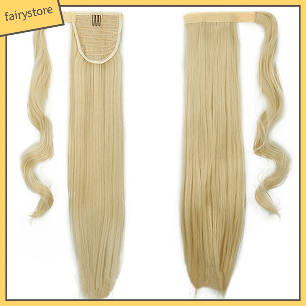 Tóc Giả Đuôi Ngựa Thẳng Dài Xoăn Gợn Sóng Có Kẹp Gắn Đuôi Ngựa Cho Nữ [Fairy]