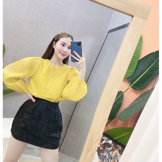 Áo sơmi tơ tay bồng
