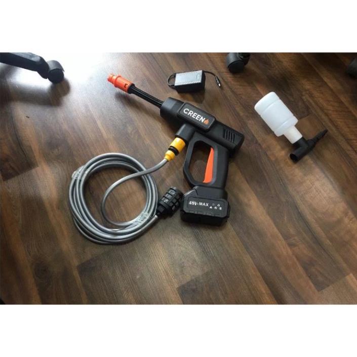 Máy Rửa Xe Không Dây, Súng Xịt Rửa Áp Lực Cao Pin 24, 48V Creen, Máy Rửa Xe Mini