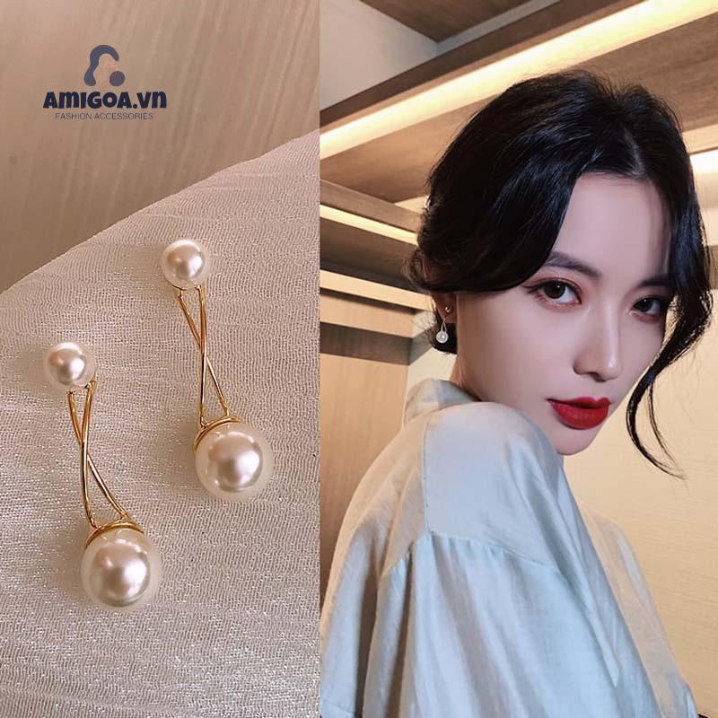 ✨✨Hoa Tai Mạ Vàng Đính Ngọc Trai Nhân Tạo Phong Cách Hàn Quốc