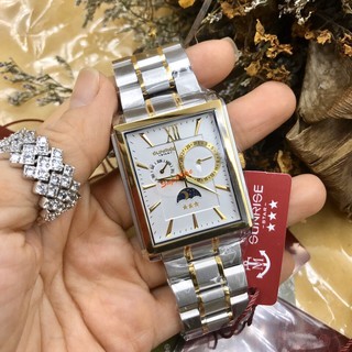 Đồng hồ Nam SUNRISE 1202SA - Dây demi + Đen - Authentic