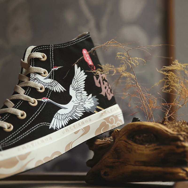 Giày Thể Thao Canvas Cổ Cao Phong Cách Trung Hoa Cho Nam