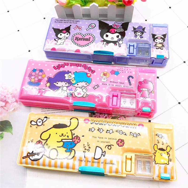 Hộp Đựng Bút Đa Năng Họa Tiết Hoạt Hình Kuromi Sanrio Cinnamoroll My Melody Hai Mặt Cho Học Sinh