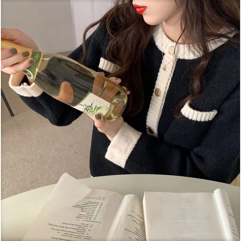 Áo Khoác Cardigan Dệt Kim Tay Dài Dáng Ngắn Phong Cách Hàn Quốc Thời Trang Cho Nữ