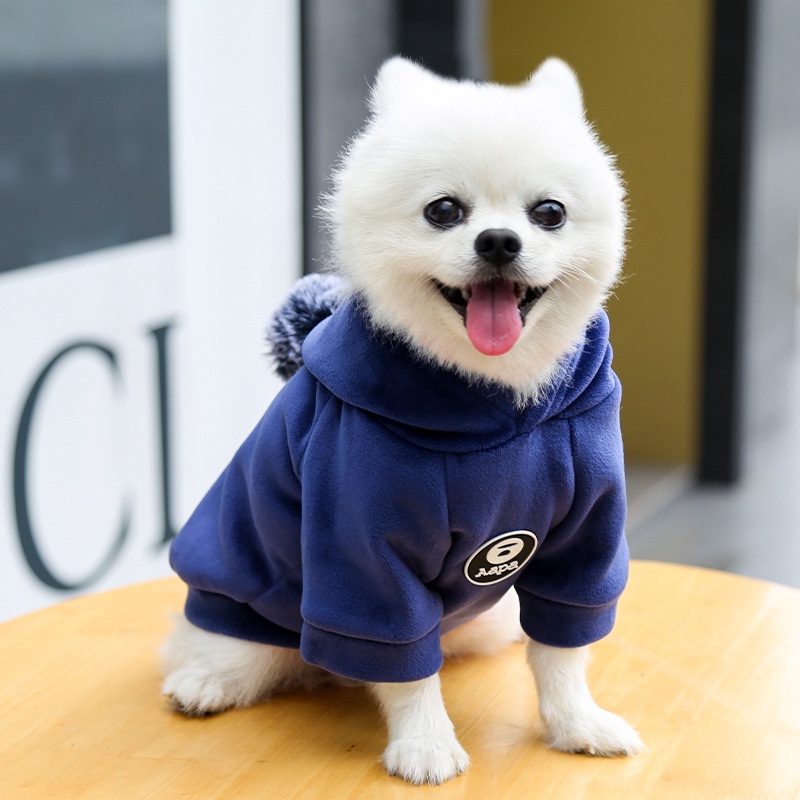 Áo mùa đông cho chó mèo áo hoodie nỉ có mũ lót lông cừu mịn hàng cao cấp