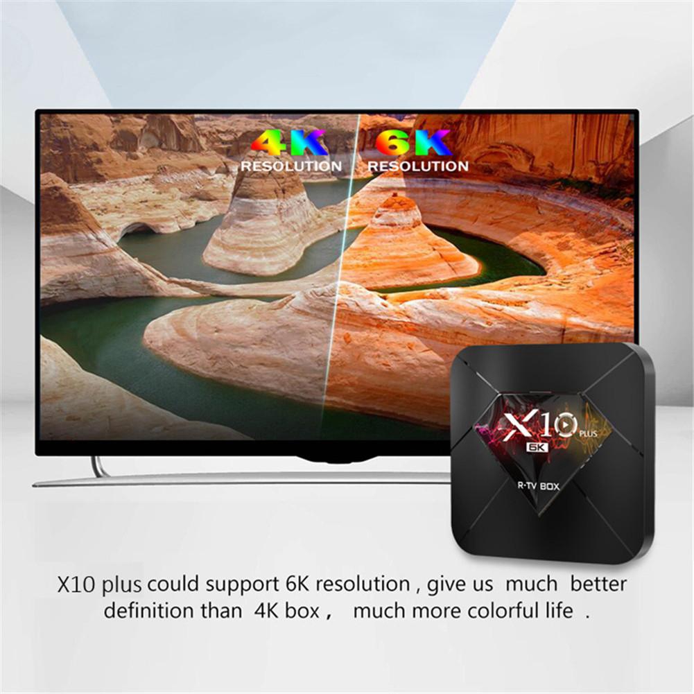 X10 PLUS Android 9.0 Hộp TV thông minh Allwinner H6 UHD 6K 4 + 32GB 2.4G WiFi H.265 VP9 LCD Media Player