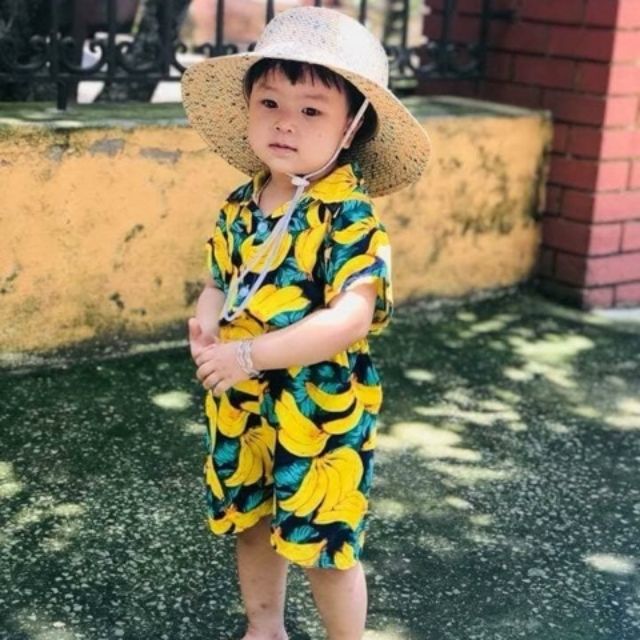 (hàng có sẵn - kho HCM) bộ chuối vàng trái cây nam nữ, gia đình - bộ đi biển kate thái 1 - bộ trái cây gia đình