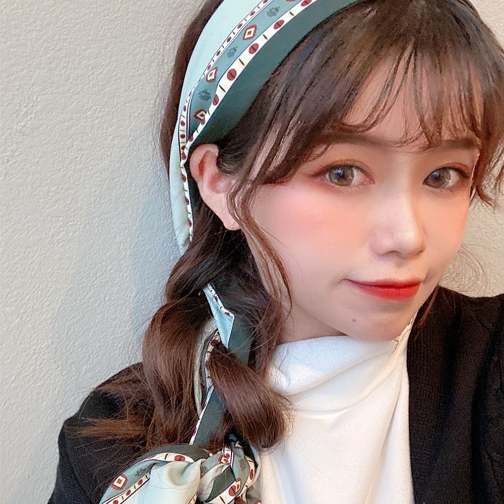 Khăn choàng cổ bằng lụa in chữ phong cách Hàn Quốc cổ điển thời trang cho nữ