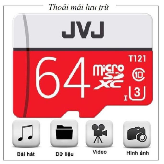 Thẻ nhớ 128Gb /64Gb /32Gb /16GB JVJ Pro U3 Class 10-chính hãng chuyên dụng camera | BH 2 Năm