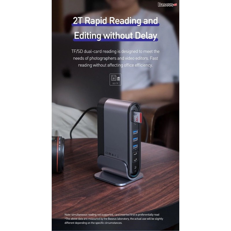 Hub chuyển đa năng Baseus Working Station Three-Screen Multifunctional Type-C HUB Adapter 17 in 1