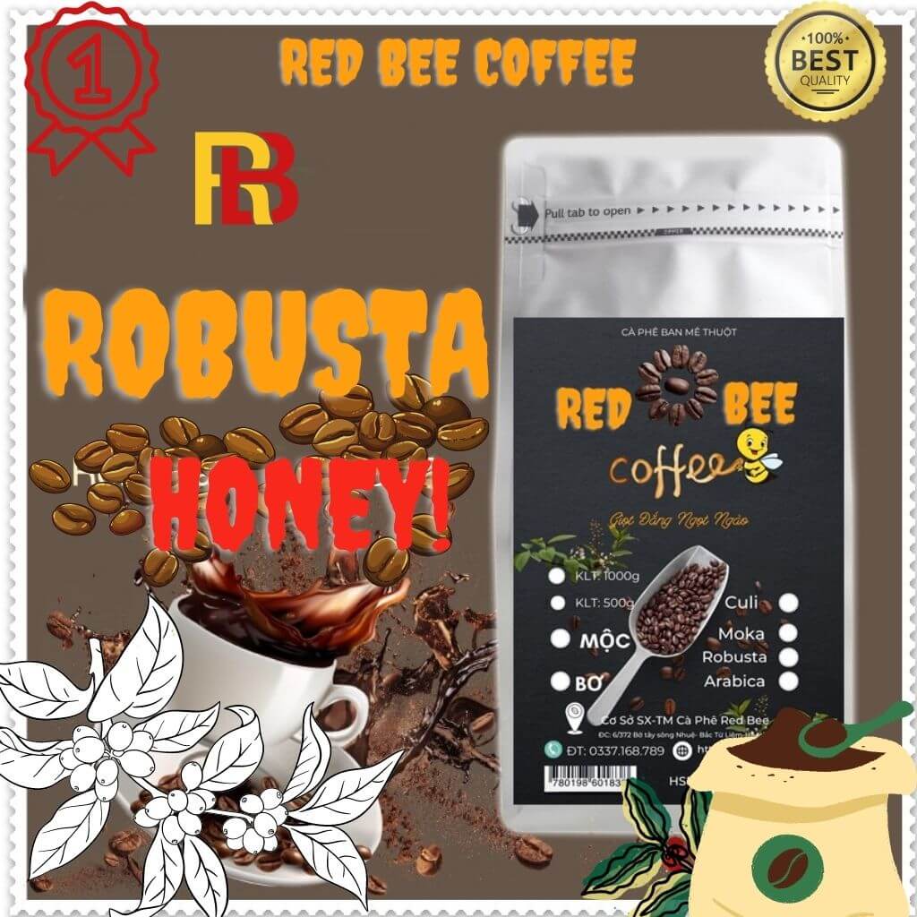 Cà phê Robusta honey nguyên chất rang mộc 100% đậm vị thơm hương ngọt hậu-pha máy-pha phin-cold brew