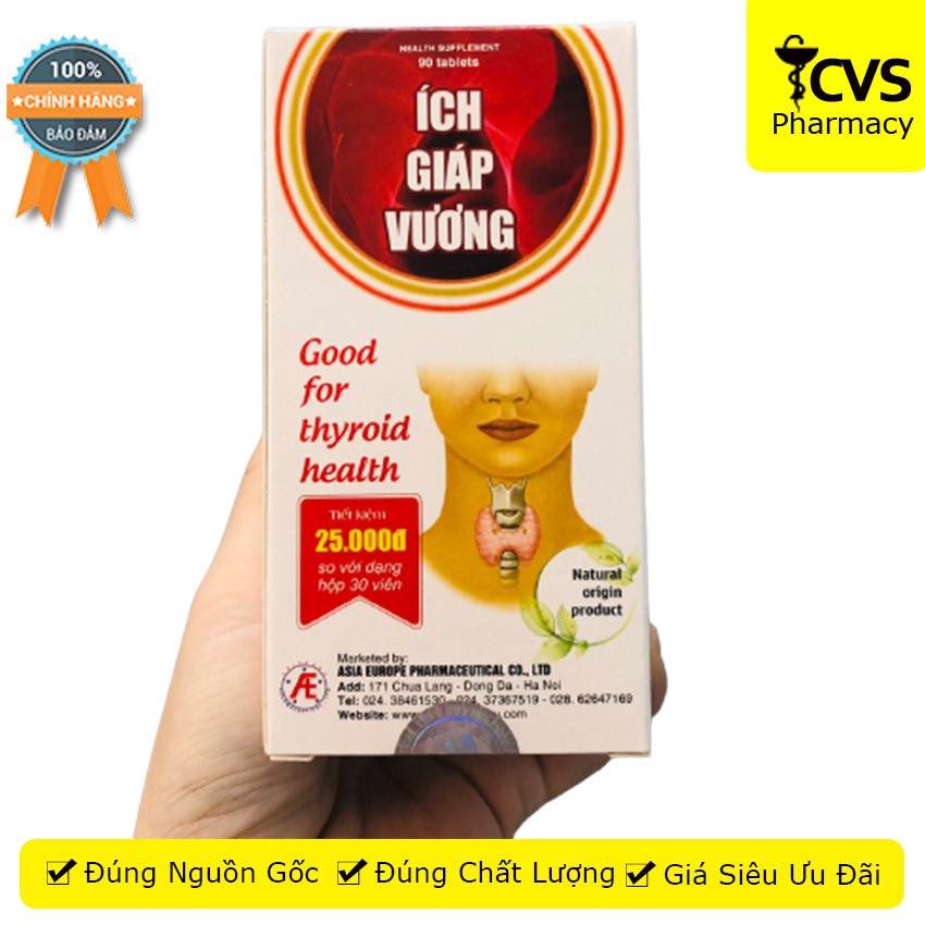 Ích Giáp Vương – Viên Uống Tăng Cường Sức Khỏe Tuyến Giáp Hộp 90 Viên - Cvspharmacy