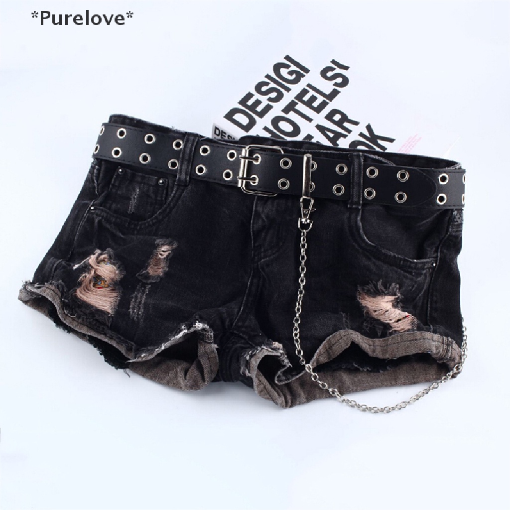 Thắt Lưng Da Màu Đen / Đen Phối Hai Khóa Cài Tùy Chỉnh Phong Cách Punk Cá Tính Cho Nữ
