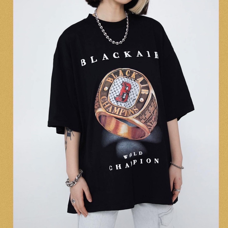 Áo phông Blackair chính hãng 100% Cotton 2 chiều hình nhẫn champion