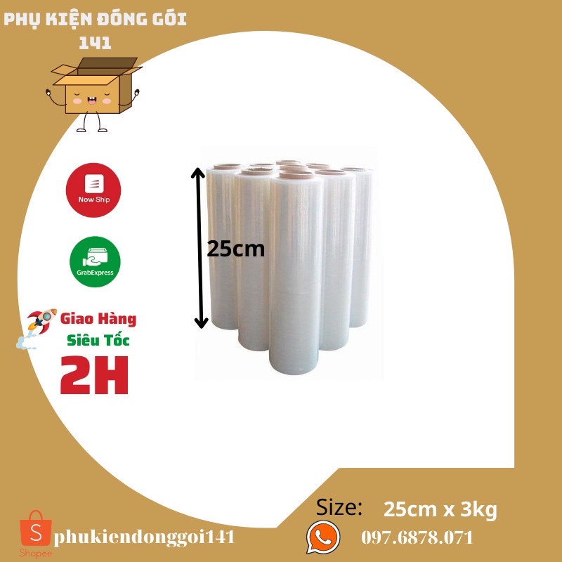 Màng PE khổ 25cm x3kg màng pe quấn hàng hóa, quấn pallet