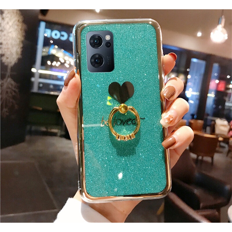Ốp Điện Thoại Lấp Lánh Có Vòng Đỡ Cho Oppo F9 Reno 2 2F 3 Pro 4 Pro 4F 4Z