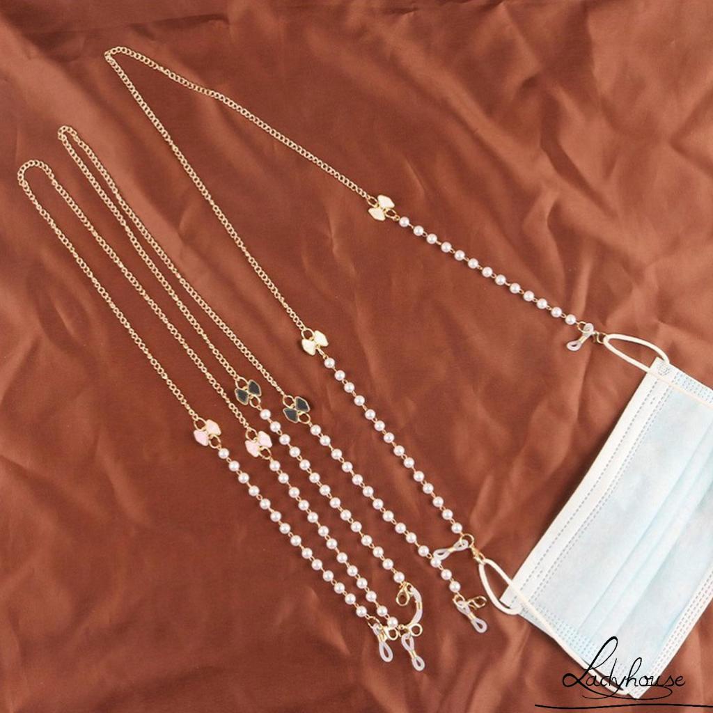 Dây đeo mắt kính đính ngọc trai có thể điều chỉnh độ dài