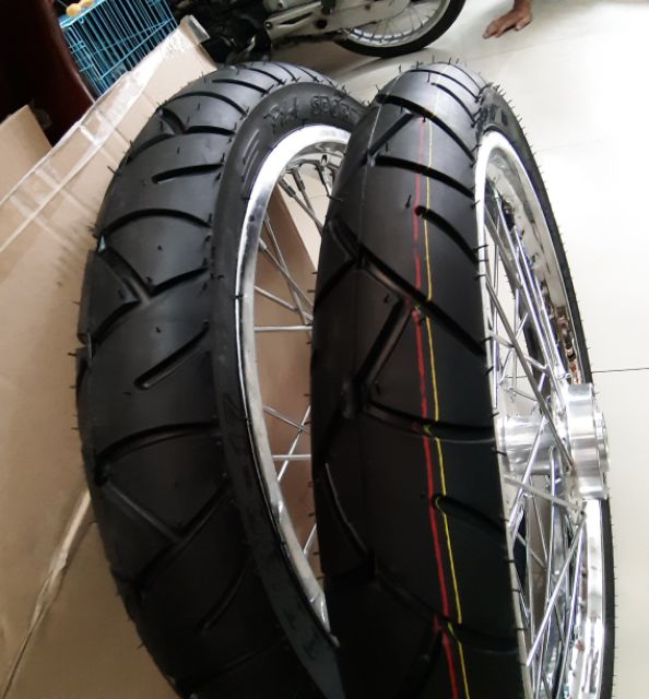 Bánh căm xe RAIDER SATRIA full vỏ ruột+ 2 đĩa trước sau niềng sắt union