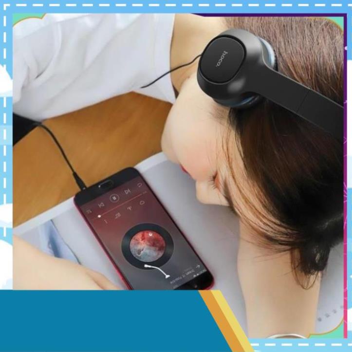 Tai nghe chụp tai Hoco W24 có dây 3.5 tặng kèm tai nghe nhét tai cho laptop pc BH12 tháng