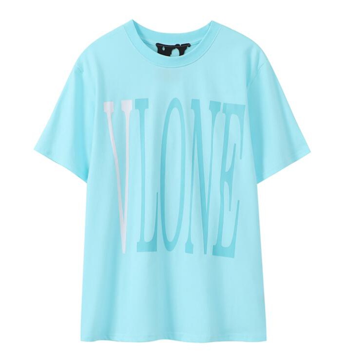 Áo thun cotton tay ngắn in chữ Vlone phong cách thời trang cho nam nữ