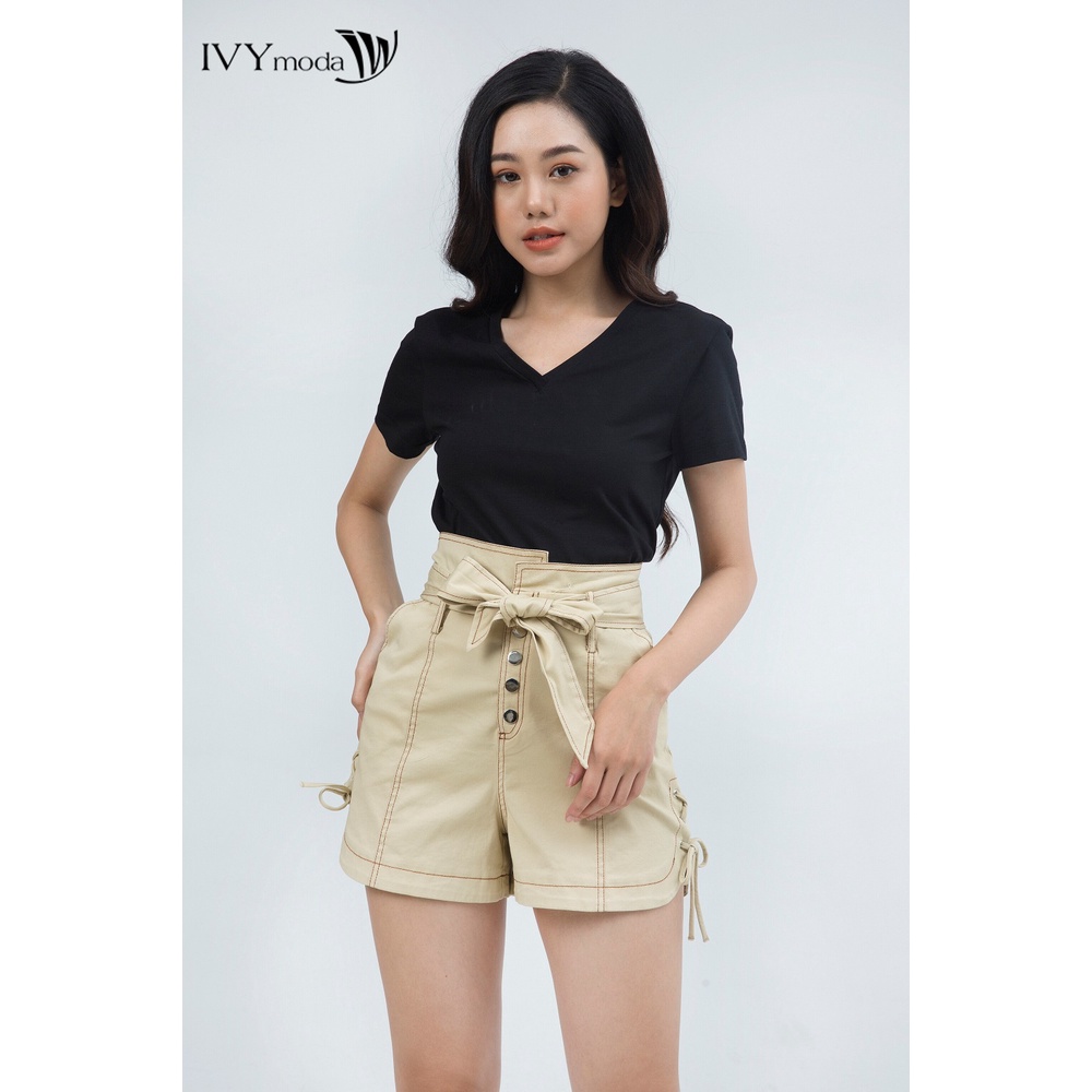 Áo thun nữ trơn cổ V IVY moda MS 57P0155