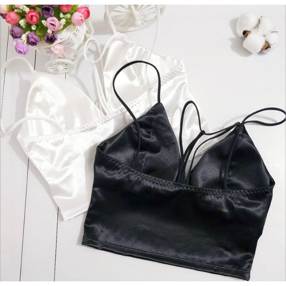 Áo bra nữ satin hai dây, thiết kế đơn giản, trẻ trung, dễ phối đồ, phù hợp dưới 55kg (MS 04018) Anna Shop