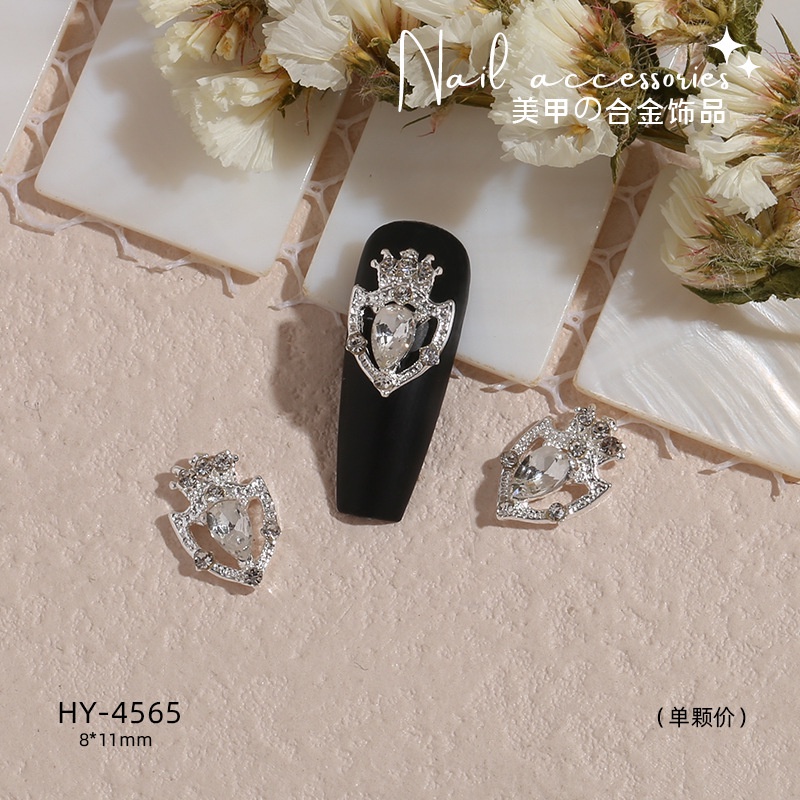 Hợp kim trang sức móng tay mới giả vỏ rhinestone nơ ngọc trai nhật bản siêu flash thả mặt dây chuyền trang sức móng tay hy4552