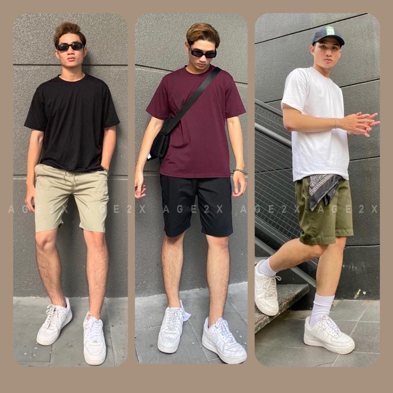 Áo thun trắng đen đỏ nam unisex AGE2X hàng VNXK chất thun cotton 4 chiều, mềm mát, siêu thấm hút, không nhăn