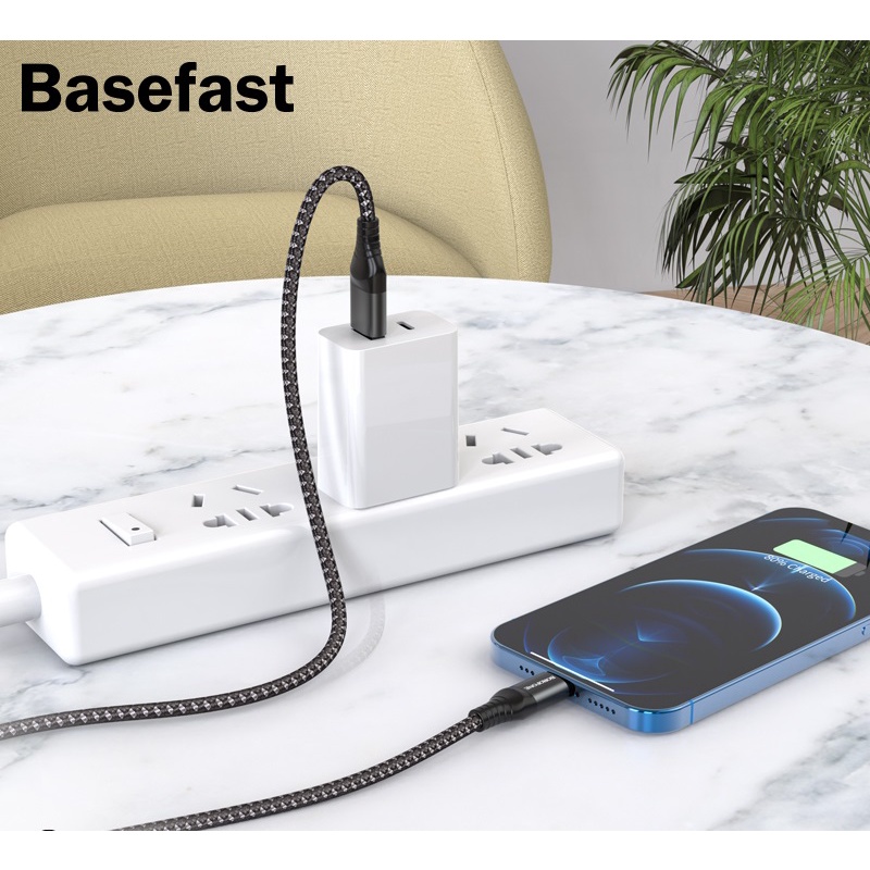 Dây sạc IP 20W Basefast - Cáp bọc dù siêu bền 1m 2m cho IP 11 12 pro 13 pro max 14 max