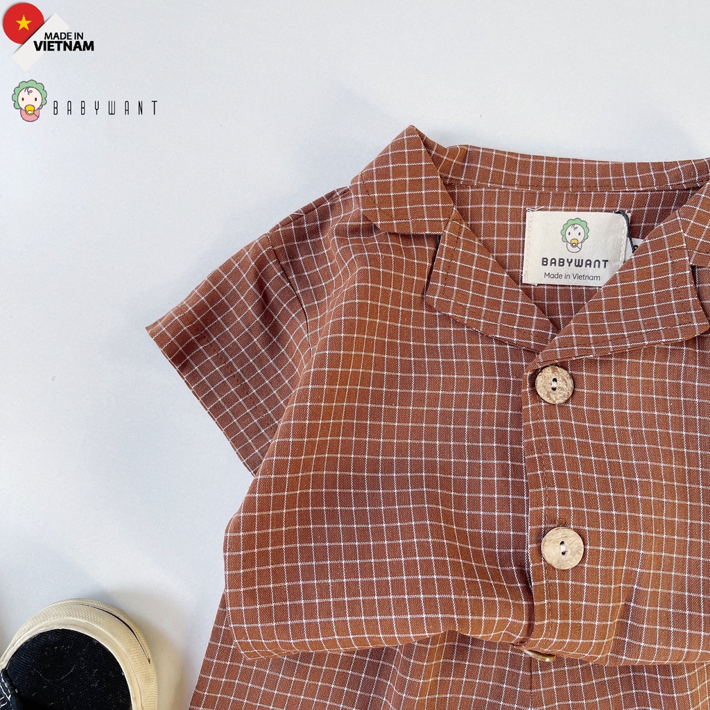 Set vest kẻ cho bé trai bé gái từ 9 tới 30kg