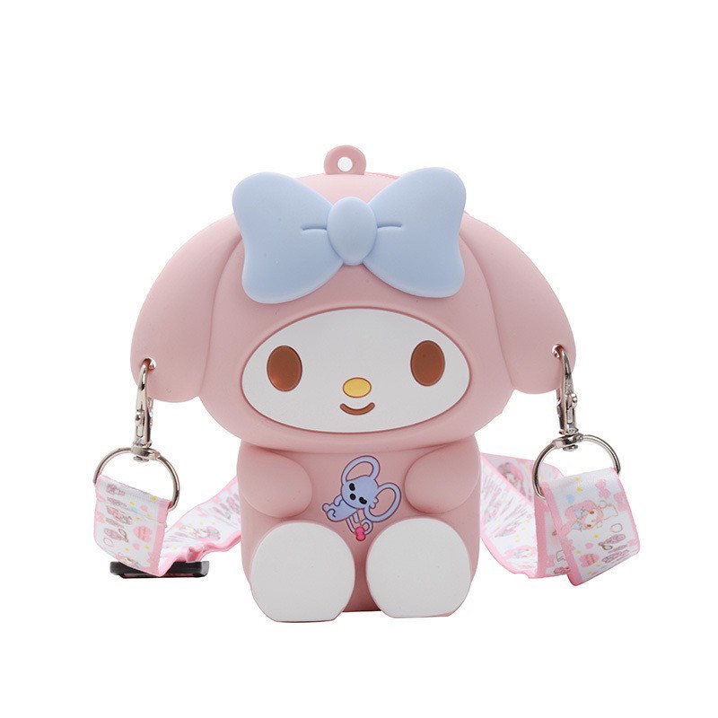 Túi đeo chéo mini Silicon hình HELLO KITTY,MELODY,THỎ dễ thương phong cách Hàn Quốc cho bé gái