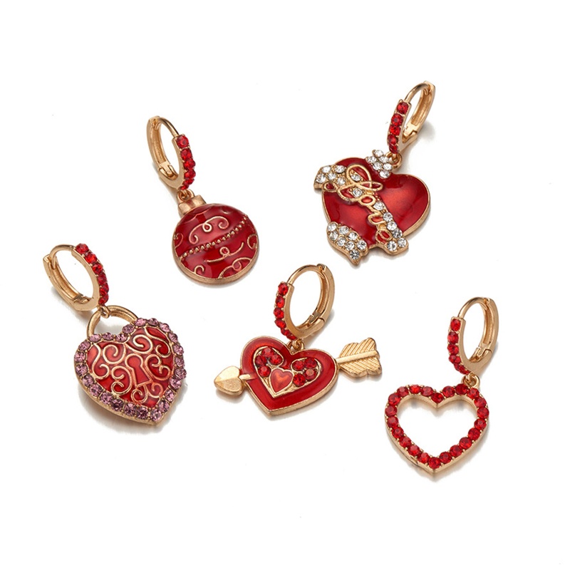 Đôi Khuyên Tai Tròn Đính Đá Hình Trái Tim Thời Trang Cho Nữ